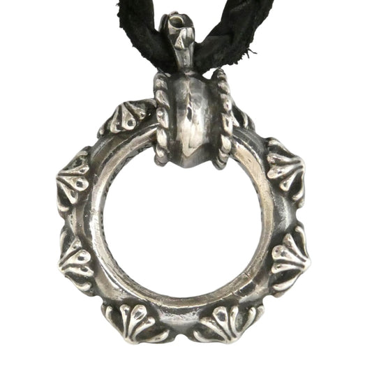 CHROME HEARTS クロムハーツ（原本無） GALF インテレクチュアルギャラリー購入証明書付属 EWLP CROSS BAND アイウェアループ クロスバンド Wレザーブレード ネックレス ブラック系 シルバー系【中古】