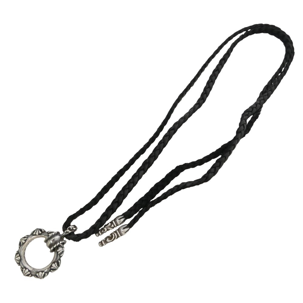 CHROME HEARTS クロムハーツ（原本無） GALF インテレクチュアルギャラリー購入証明書付属 EWLP CROSS BAND アイウェアループ クロスバンド Wレザーブレード ネックレス ブラック系 シルバー系【中古】