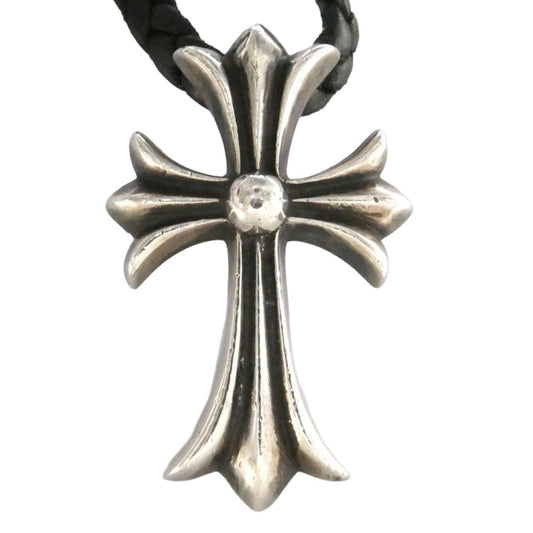 CHROME HEARTS クロムハーツ（原本無） GALF インテレクチュアルギャラリー購入証明書付属 CH CRS SML BC スモール CHクロス ボロチップ レザーブレード ネックレス ブラック系 シルバー系【中古】