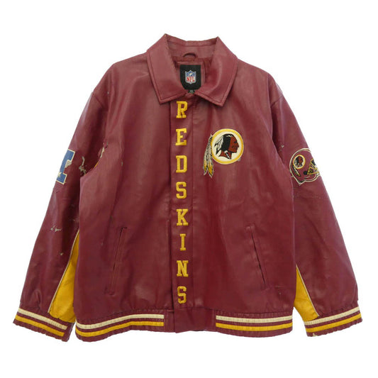 ジースリーアパレル NFL Washington Redskins ワシントン レッドスキンズ フェイクレザー ジャケット エンジ系 L【中古】