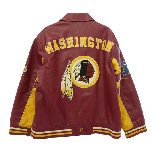 ジースリーアパレル NFL Washington Redskins ワシントン レッドスキンズ フェイクレザー ジャケット エンジ系 L【中古】