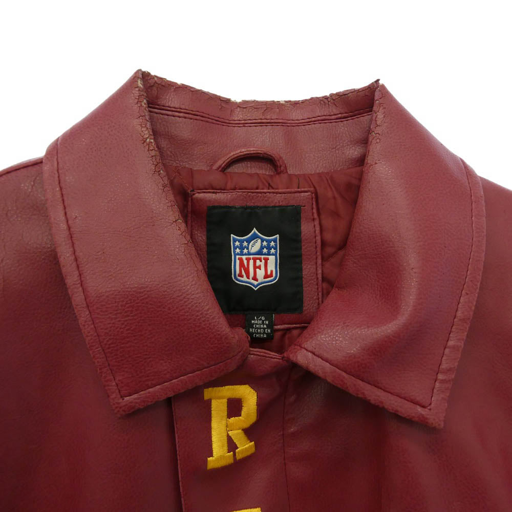 ジースリーアパレル NFL Washington Redskins ワシントン レッドスキンズ フェイクレザー ジャケット エンジ系 L【中古】
