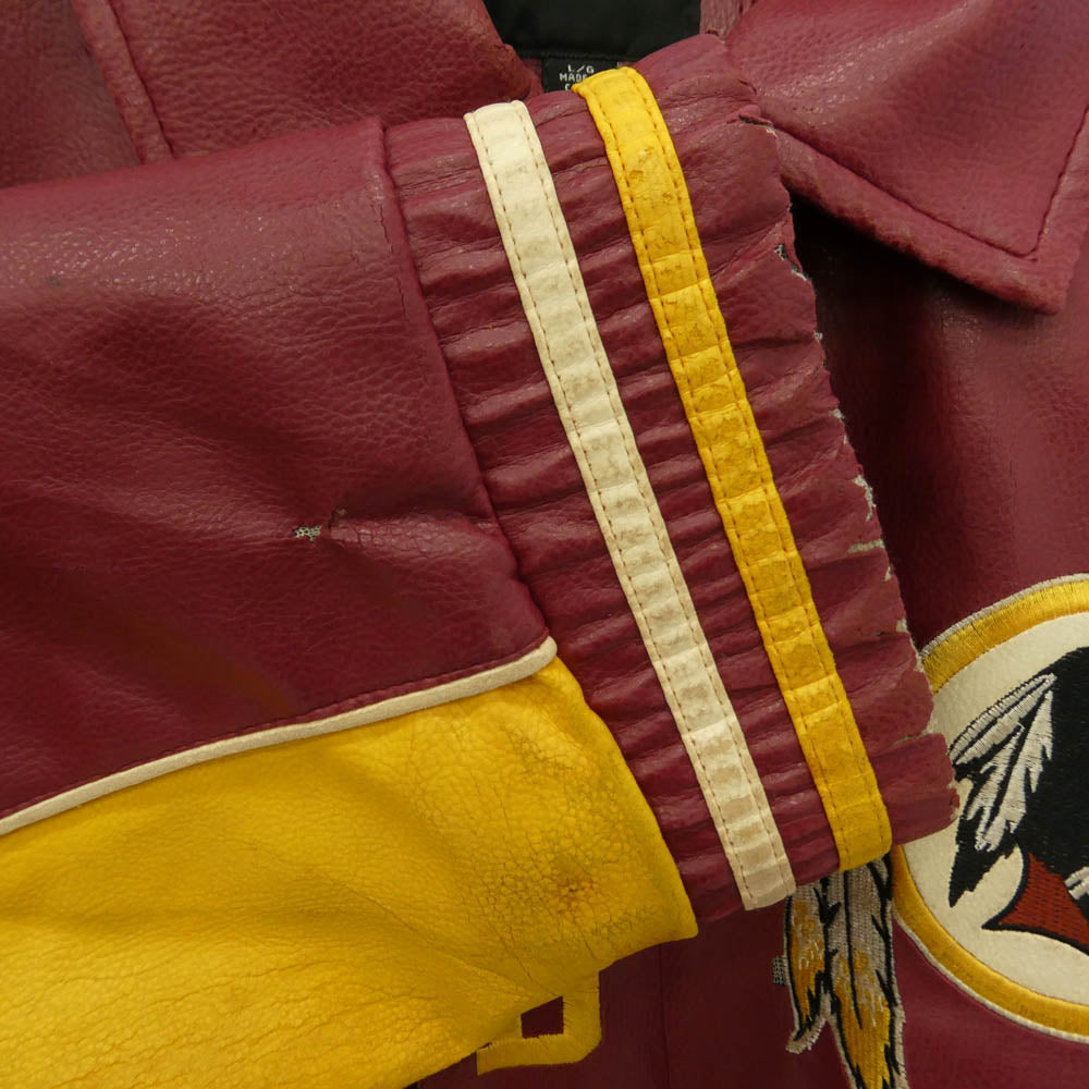 ジースリーアパレル NFL Washington Redskins ワシントン レッドスキンズ フェイクレザー ジャケット エンジ系 L【中古】