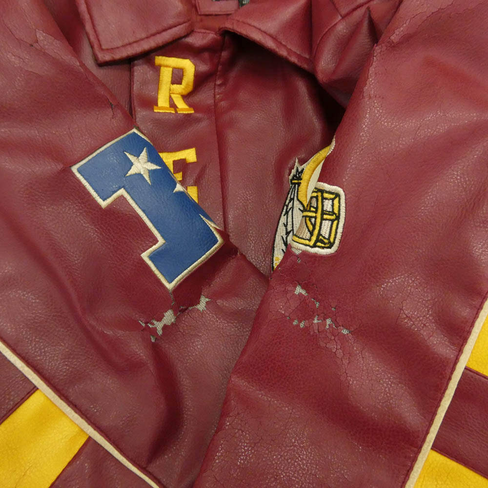 ジースリーアパレル NFL Washington Redskins ワシントン レッドスキンズ フェイクレザー ジャケット エンジ系 L【中古】