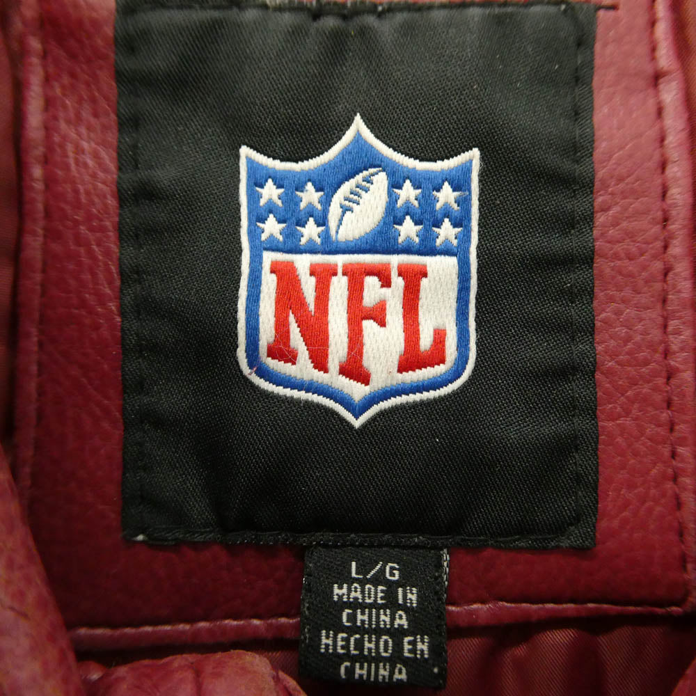 ジースリーアパレル NFL Washington Redskins ワシントン レッドスキンズ フェイクレザー ジャケット エンジ系 L【中古】