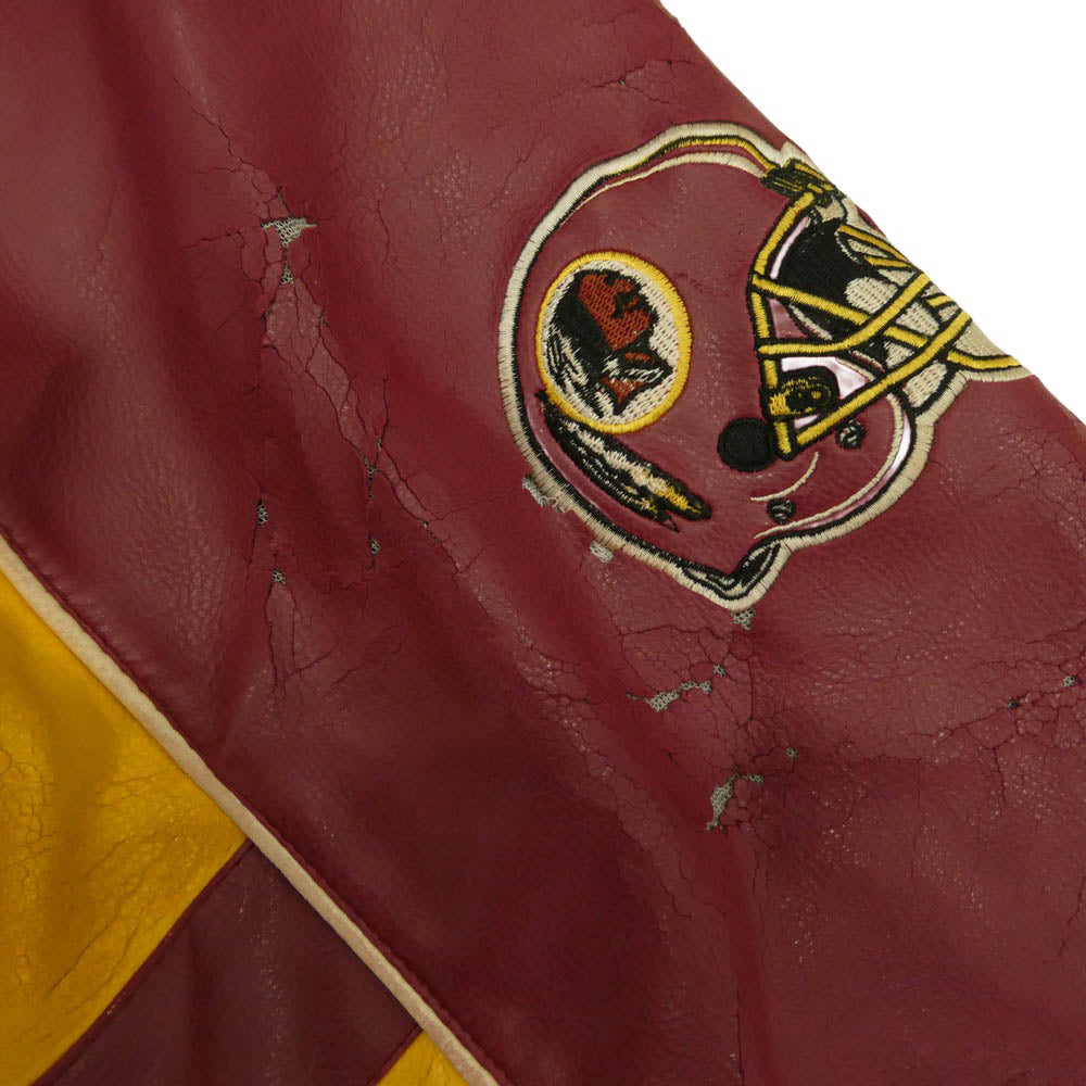 ジースリーアパレル NFL Washington Redskins ワシントン レッドスキンズ フェイクレザー ジャケット エンジ系 L【中古】