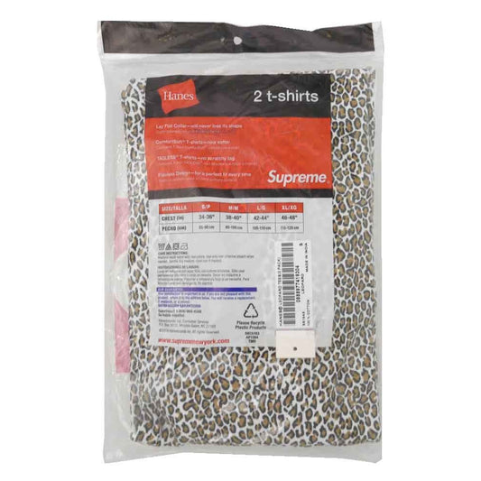 Supreme シュプリーム 19SS × Hanes Leopard Tagless Tee 2Pack ヘインズ レオパード タグレス 総柄 クルーネック 半袖Tシャツ カットソー 2枚入り マルチカラー系 S【新古品】【未使用】【中古】