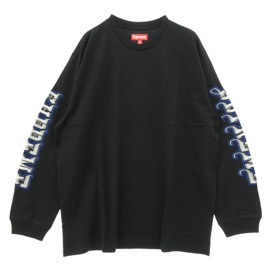 Supreme シュプリーム 25AW Intarsia Sleeve L/S Top インターシャ スリーブ 長袖 Tシャツ カットソー ブラック系 XL【極上美品】【中古】