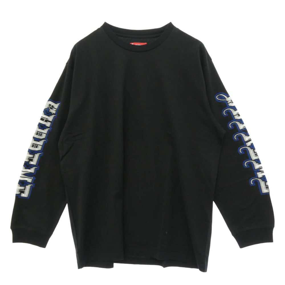 Supreme シュプリーム 25AW Intarsia Sleeve L/S Top インターシャ スリーブ 長袖 Tシャツ カットソー ブラック系 XL【極上美品】【中古】