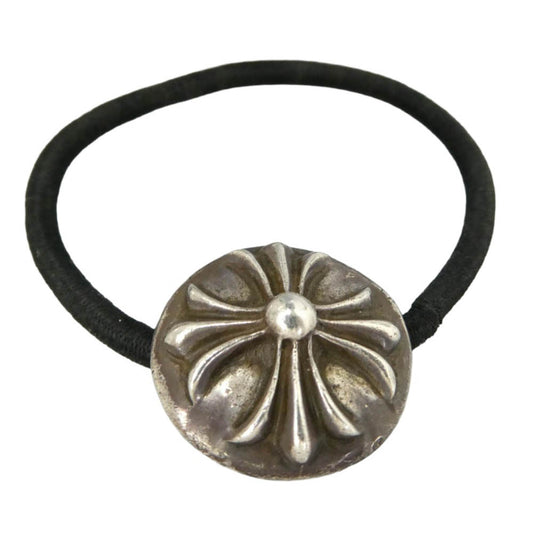 CHROME HEARTS クロムハーツ（原本無） HAIRBAND クロスボール ヘアゴム コンチョ ブラック系 シルバー系【中古】