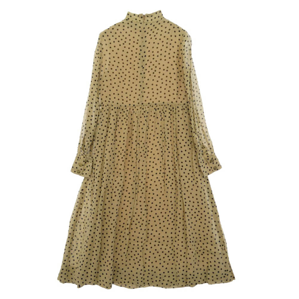ガニー ドット 長袖 ドレス ワンピース ベージュ系 32【中古】