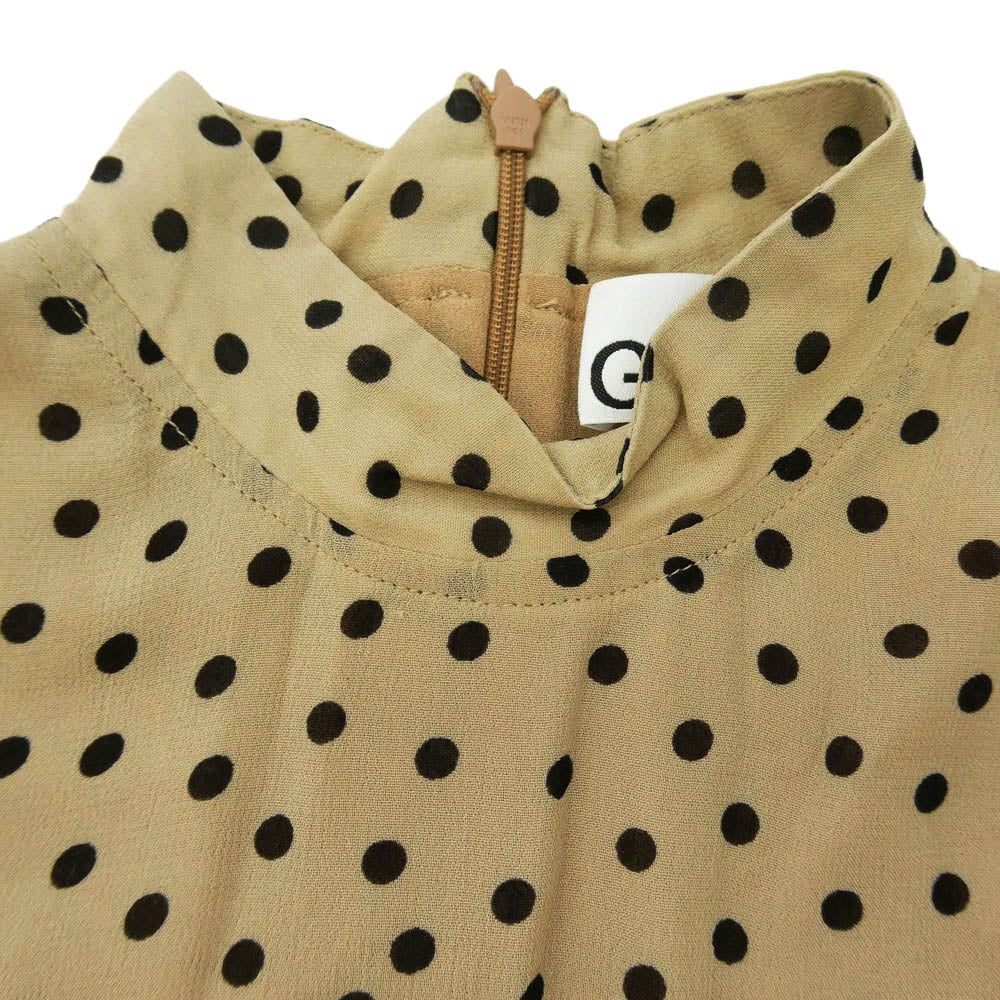 ガニー ドット 長袖 ドレス ワンピース ベージュ系 32【中古】