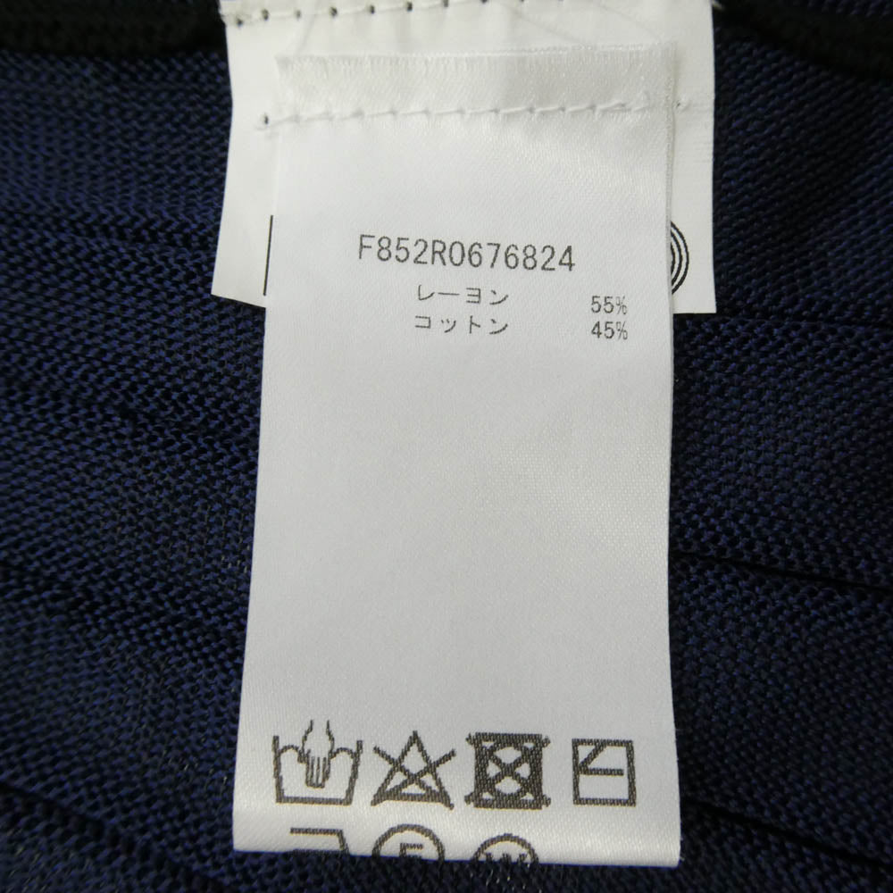 KENZO ケンゾー F852R0676824 vertical ridged v neck mini dress ストライプ Vネック リブニット ドレス ワンピース ブラック系 ネイビー系 XS【中古】