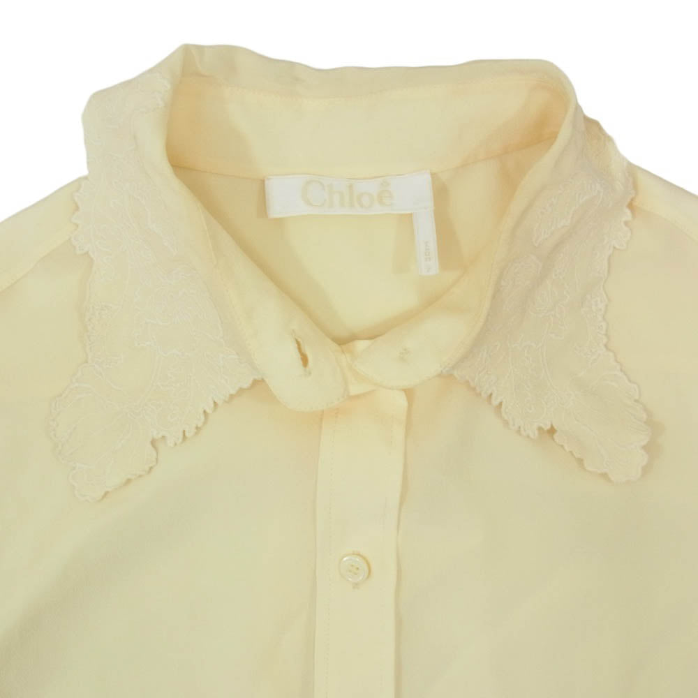 Chloe クロエ CHC20WHT7100424U34 シルク 襟レース 長袖 ブラウス シャツ クリーム系 34【中古】