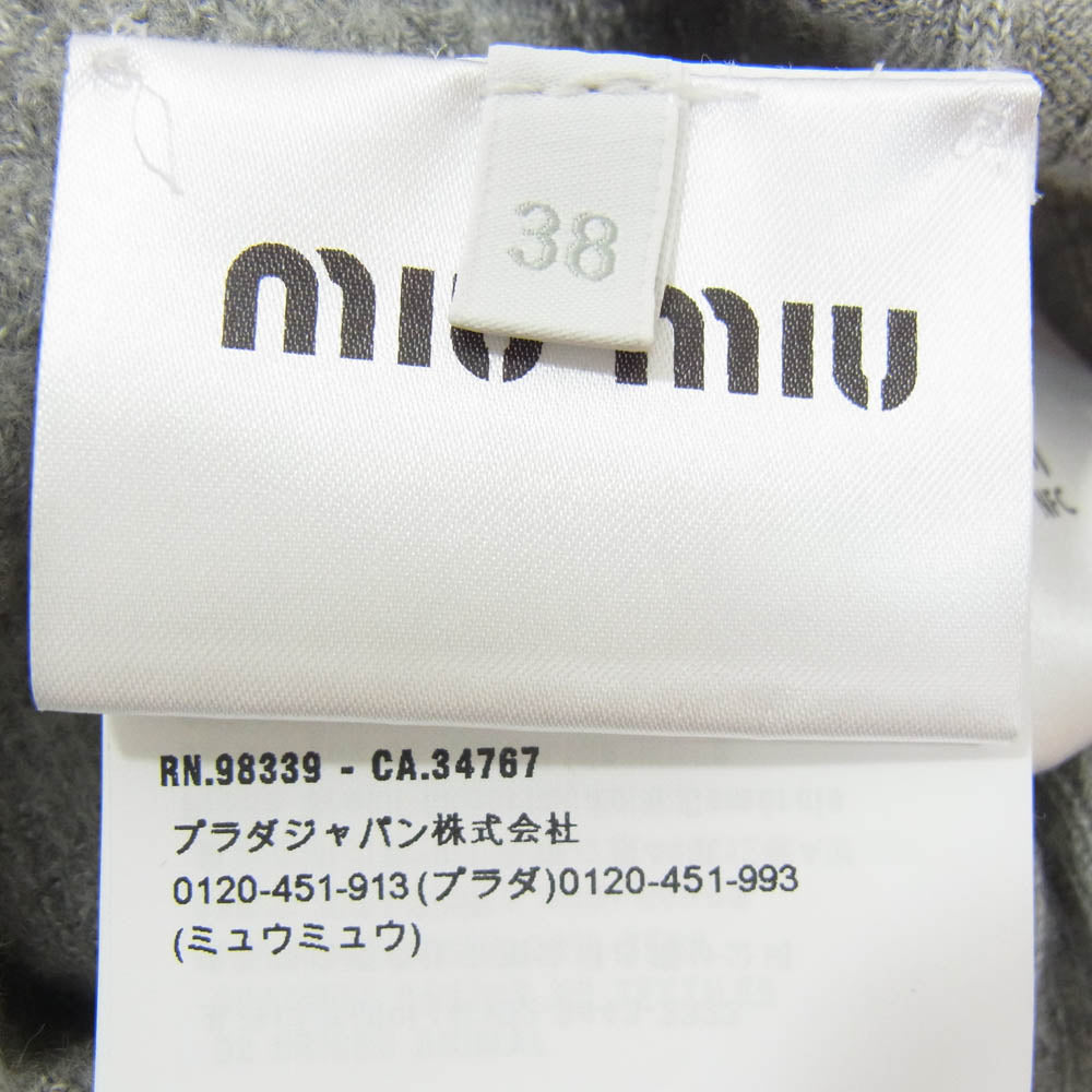 MIUMIU ミュウミュウ MMF249 1WVH カシミヤ シルク混 ニット クロップド カーディガン グレー系 38【中古】