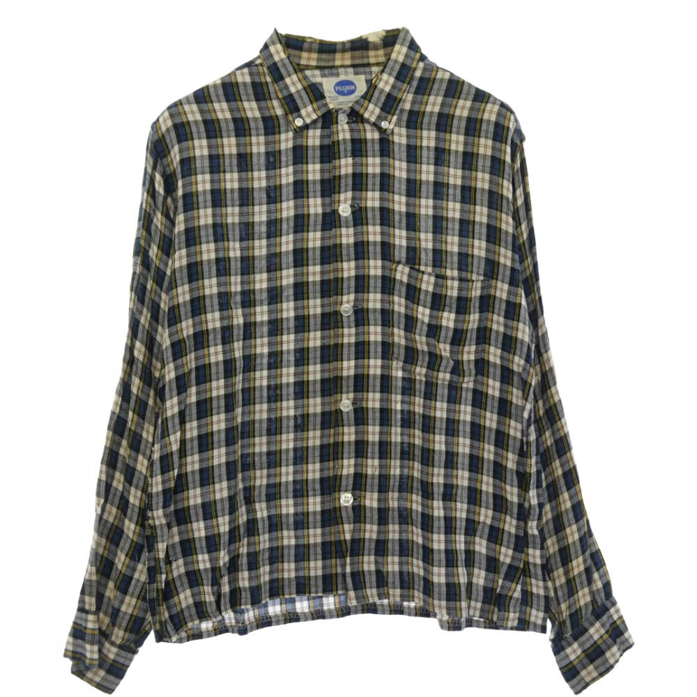 ピルグリム 50s チェック 長袖 ボタンダウンシャツ ブルー系【中古】