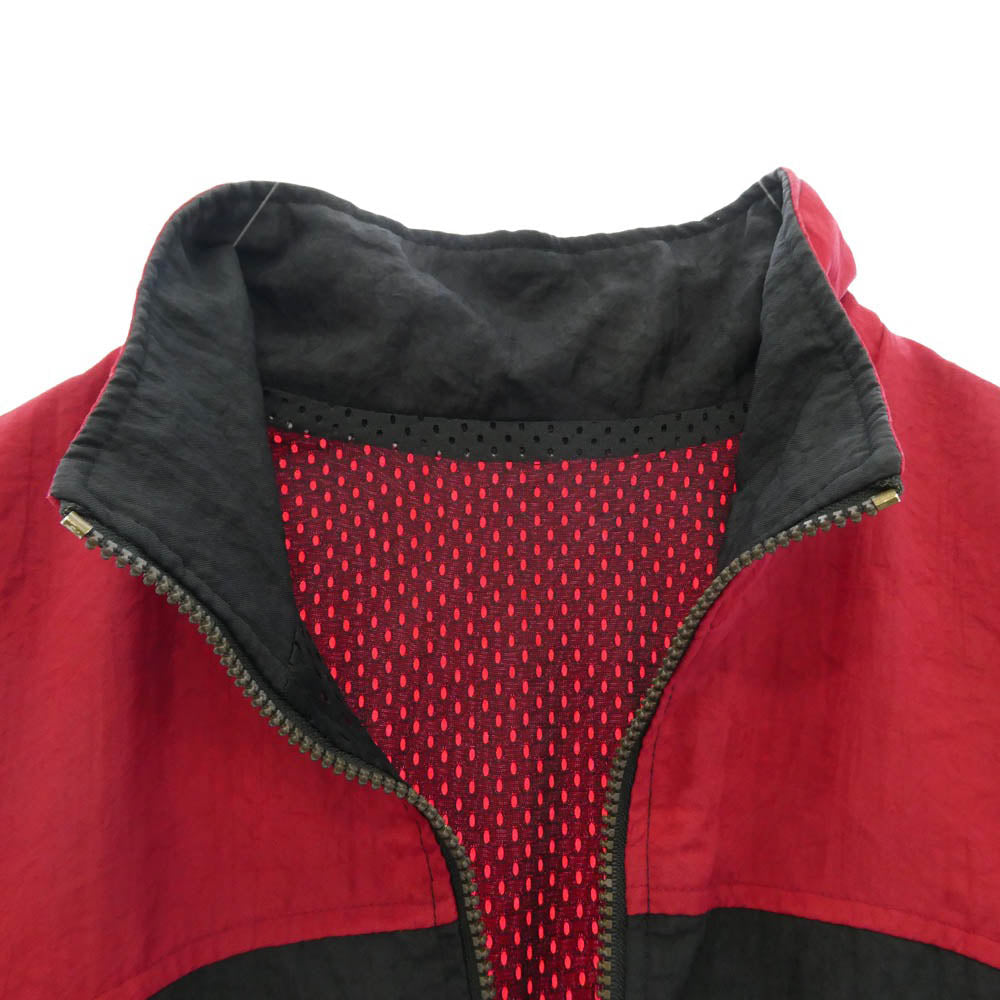 adidas アディダス 90s 万国旗タグ ロゴ ジップアップ ナイロンジャケット トラックジャケット ブラック系 レッド系 M【中古】