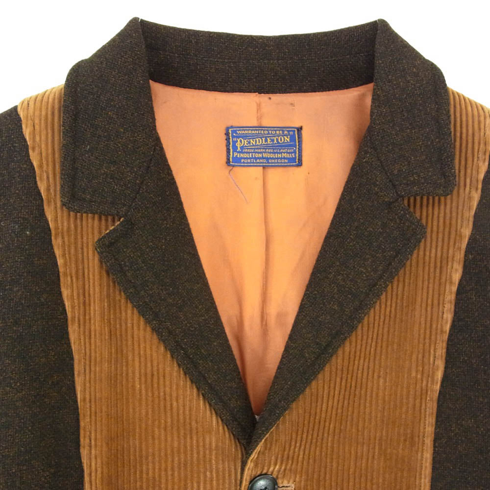 PENDLETON ペンドルトン 50s 60s VINTAGE ヴィンテージ 太畝 コーデュロイ切替 ウール テーラード ジャケット ブラウン系【中古】