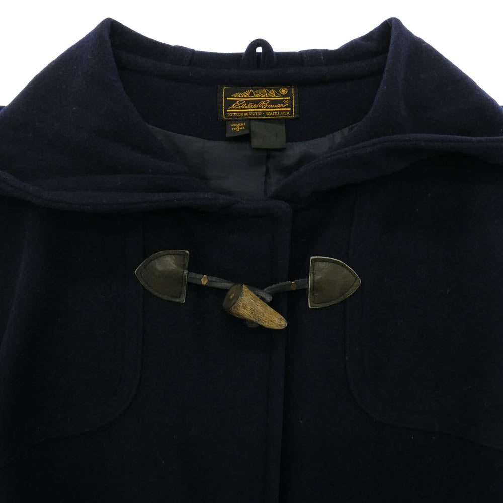 Eddie Bauer エディー・バウアー 80s 90s 黒タグ後期 ウール ダッフル コート ネイビー系 M【中古】