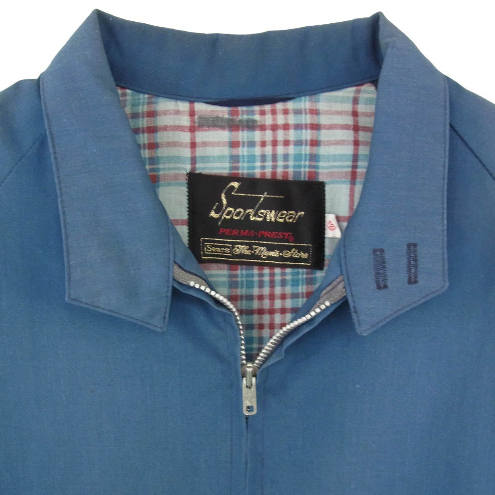 シアーズ 70s SPORTSWEAR PERMA-PREST TALONジップ ラグランスリーブ ハリントンジャケット スイングトップ ブルゾン ブルー系 40【中古】