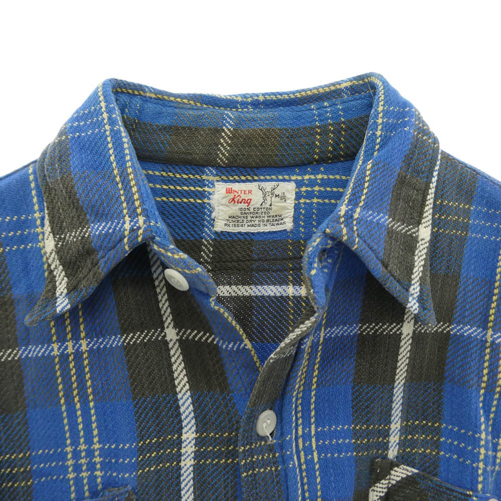 ウィンター キング 70s コットン チェック 長袖 ヘビーネルシャツ ブルー系 M【中古】