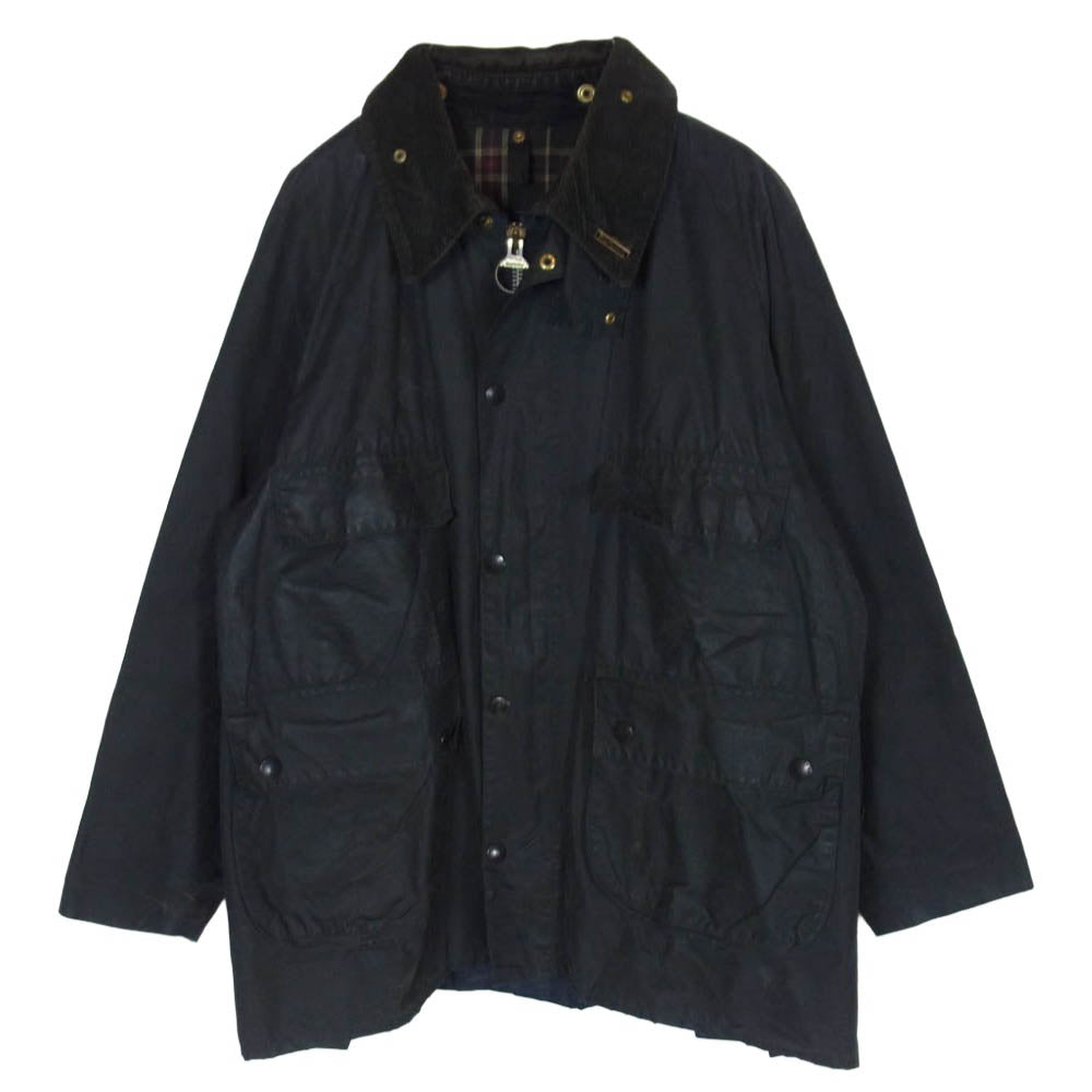 Barbour バブアー BEDALE ビデイル 3ワラント 裏地タータン チェック オイルド ジャケット ブラック系 42【中古】