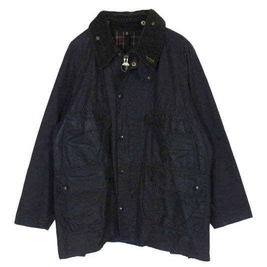 Barbour バブアー BEDALE ビデイル 3ワラント 裏地タータン チェック オイルド ジャケット ブラック系 42【中古】