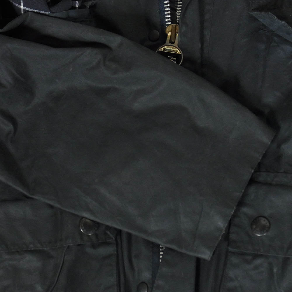 Barbour バブアー BEDALE ビデイル 3ワラント 裏地タータン チェック オイルド ジャケット ブラック系 42【中古】