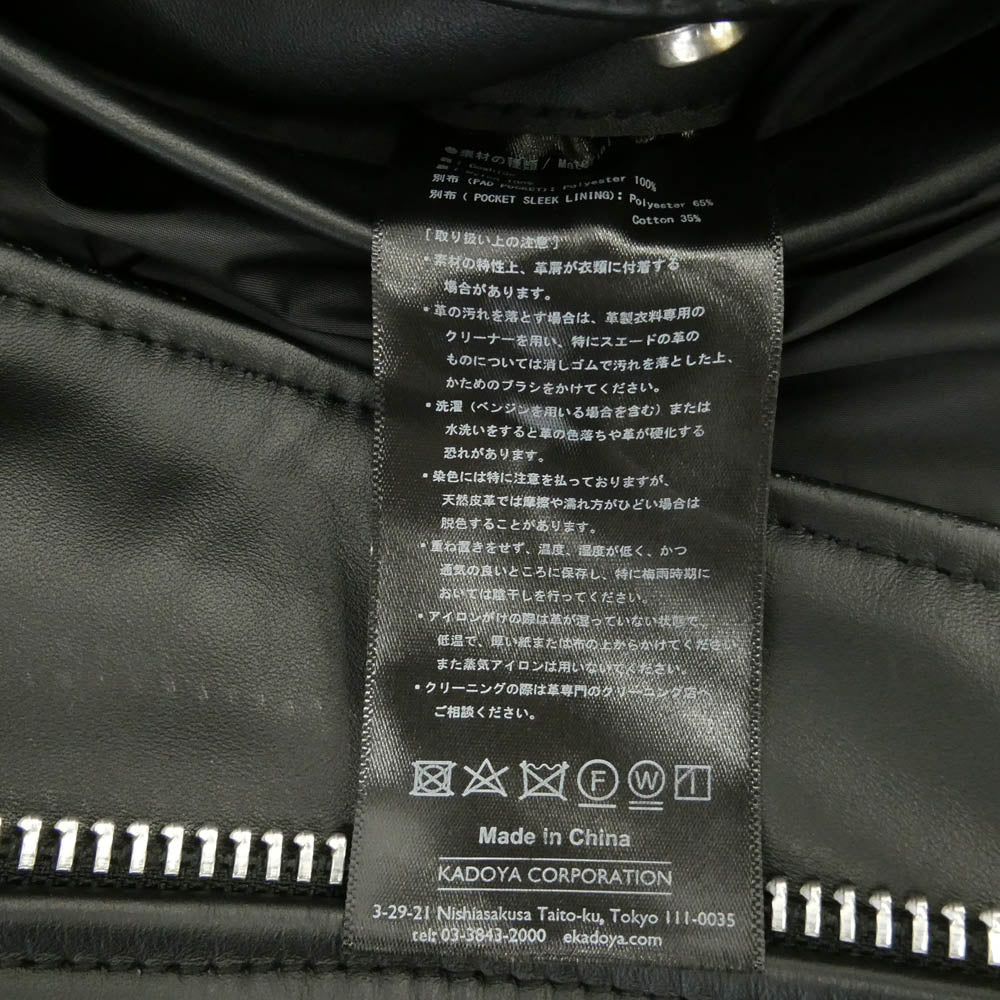 KADOYA カドヤ K'S LEATHER & K'S PRODUCT BOREAS ダブルライダース ダブルジップ レザー ジャケット ブラック系 M【美品】【中古】