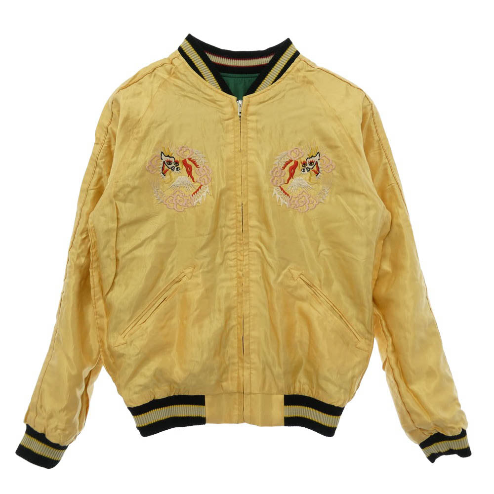 TAILOR TOYO テイラー東洋 TT15682-145 Early 1950s Style Acetate Souvenir Jacket ROARING TIGER × JAPAN MAP 虎柄 ジャパンマップ柄 リバーシブル スーベニア ジャケット スカジャン グリーン系 S【中古】