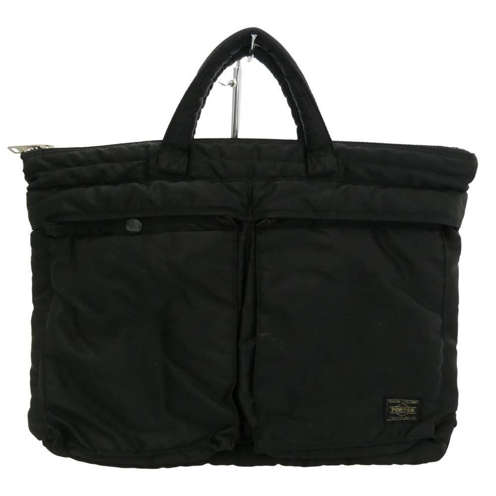 PORTER ポーター TANKER SHORT HELMETBAG タンカー ショート ヘルメット ビジネス トート バッグ ブラック系【中古】