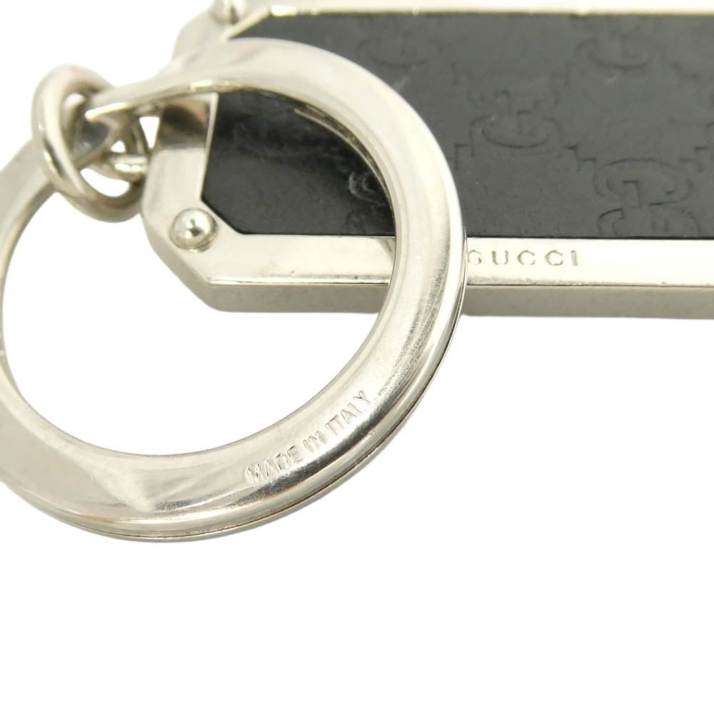 GUCCI グッチ GGスプリーム レザー キーリング キーホルダー シルバー系 ブラック系【中古】