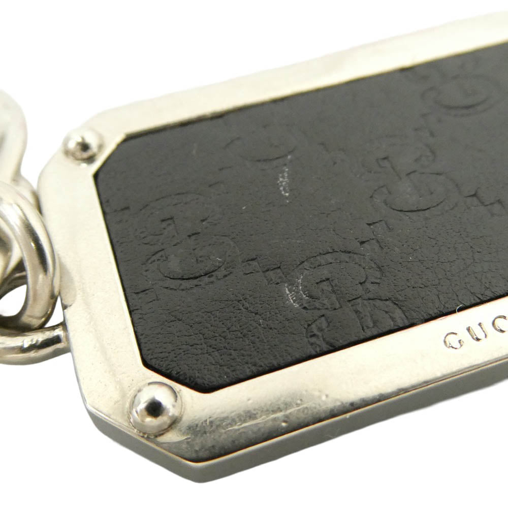 GUCCI グッチ GGスプリーム レザー キーリング キーホルダー シルバー系 ブラック系【中古】