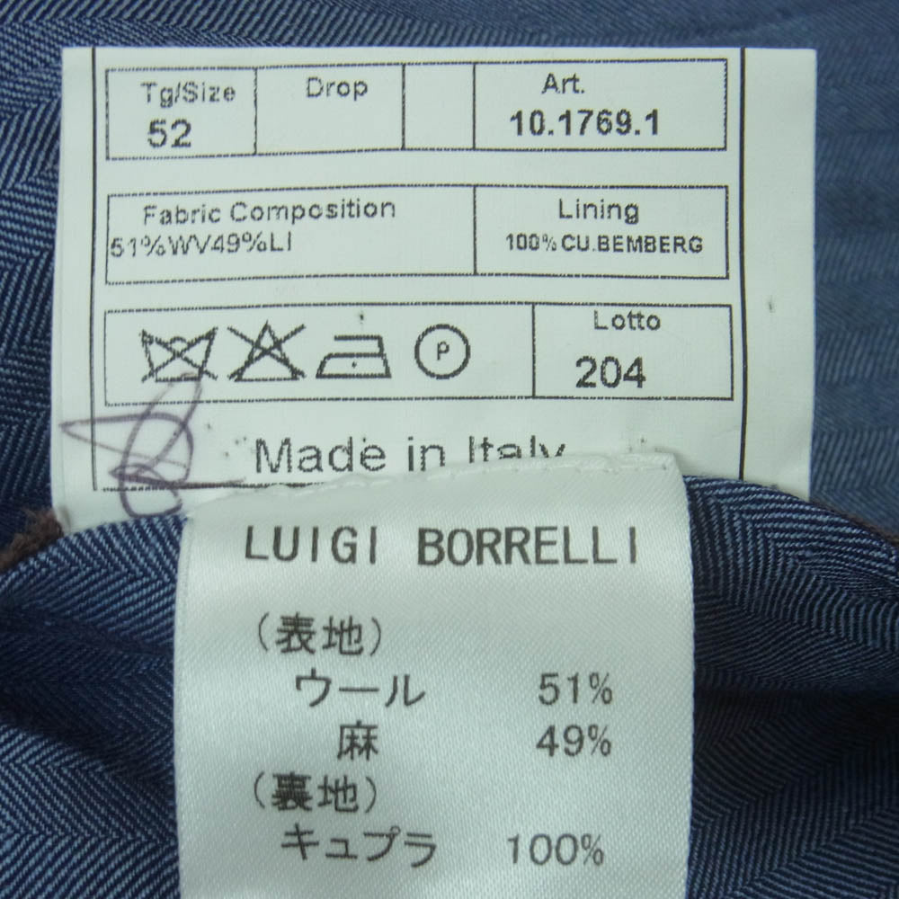 ルイジボレッリ 204 ウール リネン 3B テーラード ジャケット イタリア製 ネイビー系 52【中古】