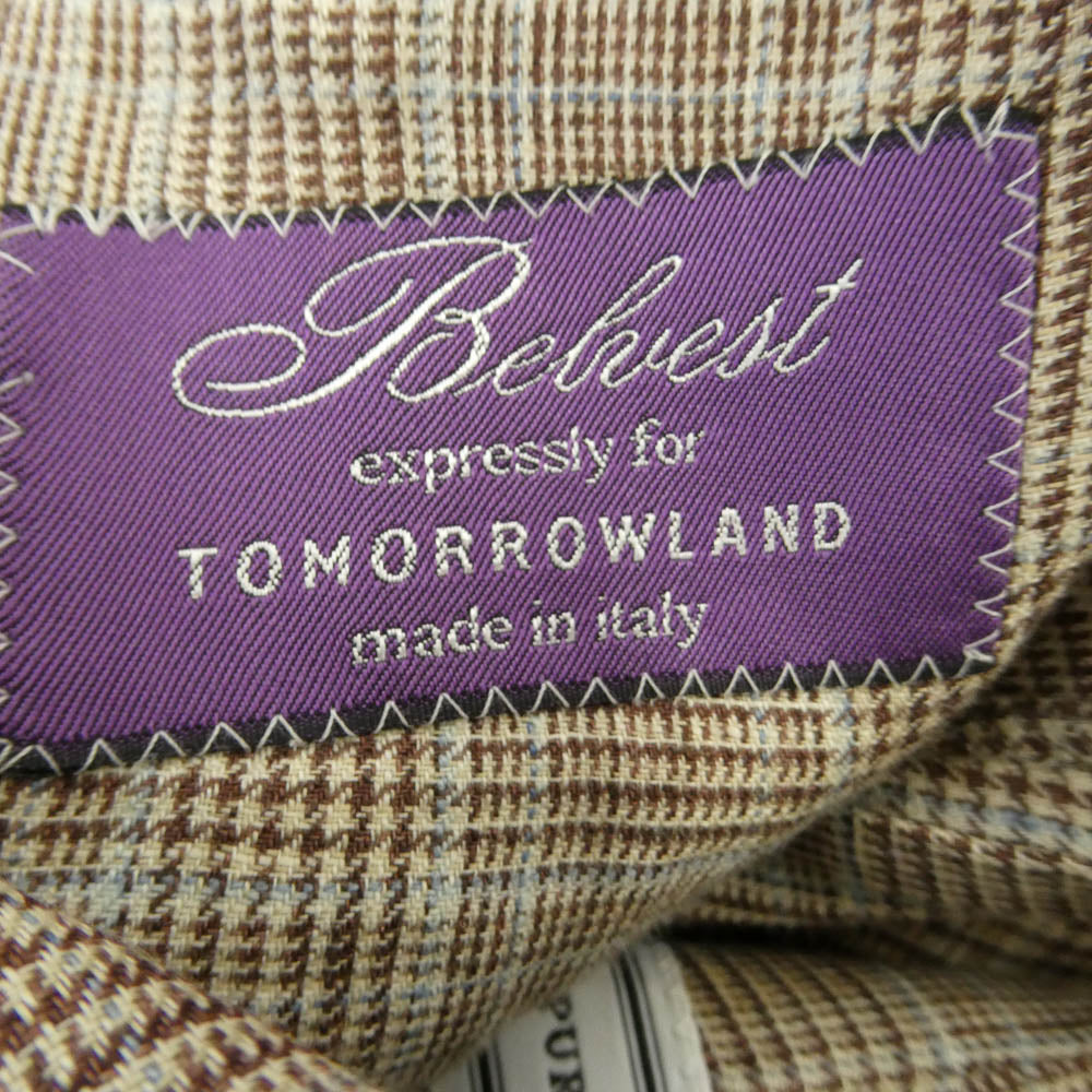 ベルベスト TOMORROWLAND トゥモローランド TOMORROWLAND トゥモローランド別注 リネン 本切羽 グレンチェック 2B テーラード ジャケット ブラウン系 50【中古】