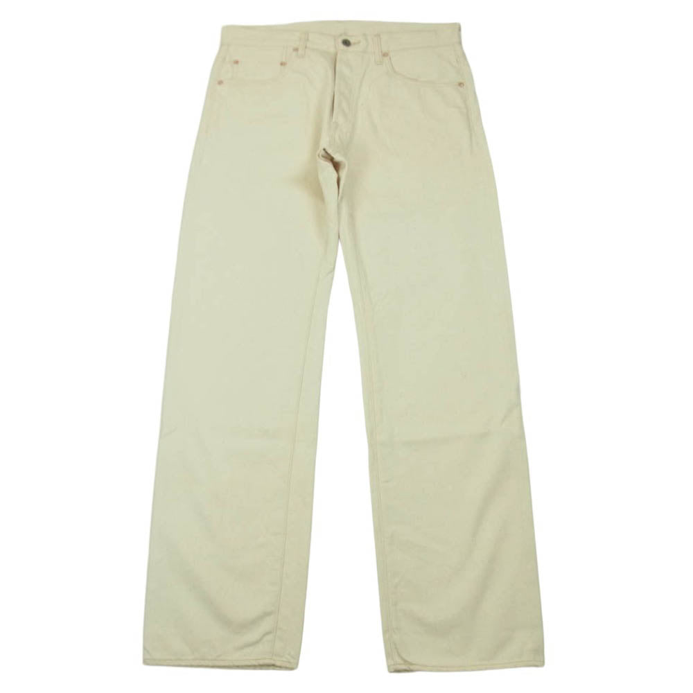 ONI DENIM 鬼デニム ONI271-ECRU 12.4oz オーガニック コットン ワイドストレート ジーンズ ボタンフライ デニム パンツ ベージュ系 34【極上美品】【中古】