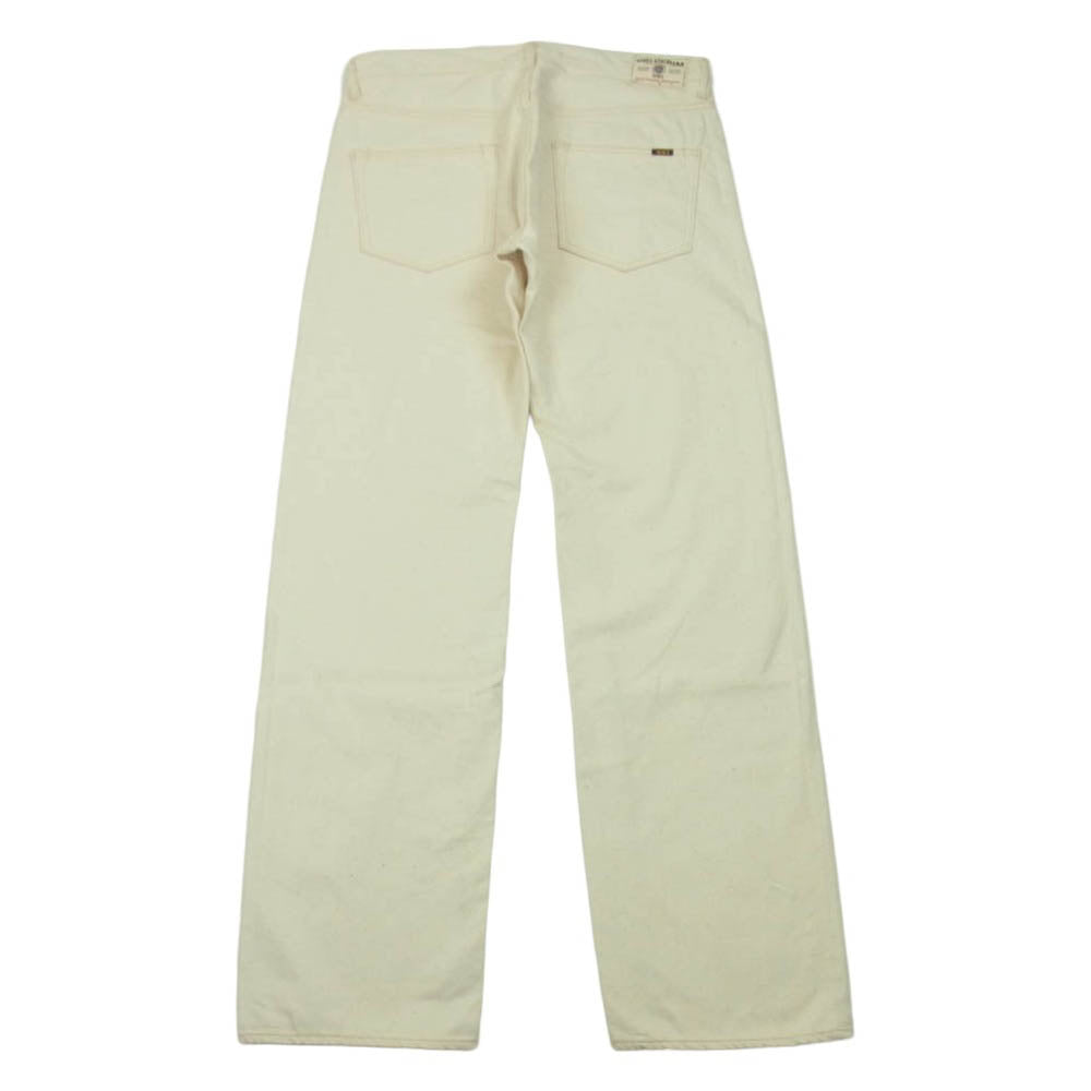 ONI DENIM 鬼デニム ONI271-ECRU 12.4oz オーガニック コットン ワイドストレート ジーンズ ボタンフライ デニム パンツ ベージュ系 34【極上美品】【中古】
