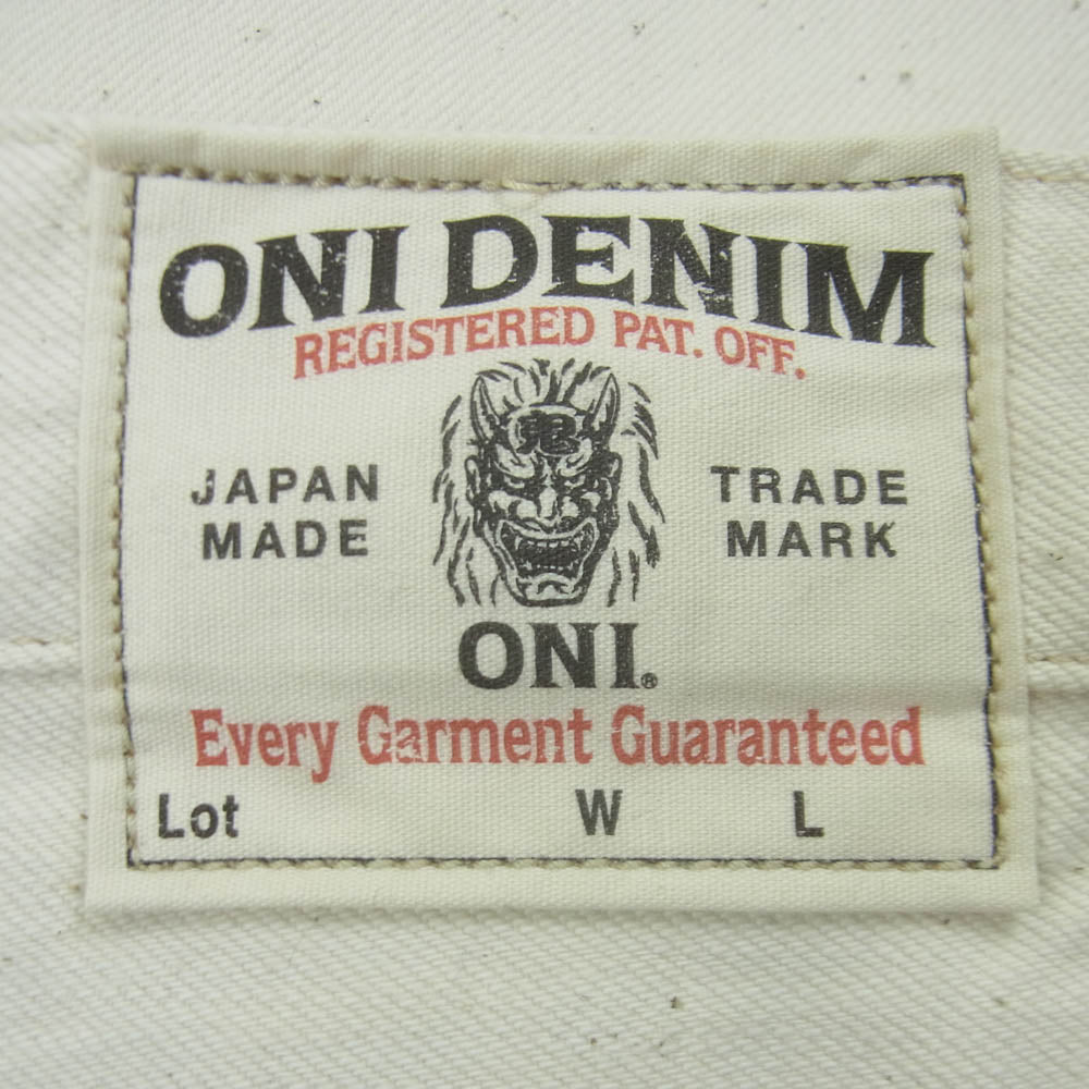 ONI DENIM 鬼デニム ONI271-ECRU 12.4oz オーガニック コットン ワイドストレート ジーンズ ボタンフライ デニム パンツ ベージュ系 34【極上美品】【中古】