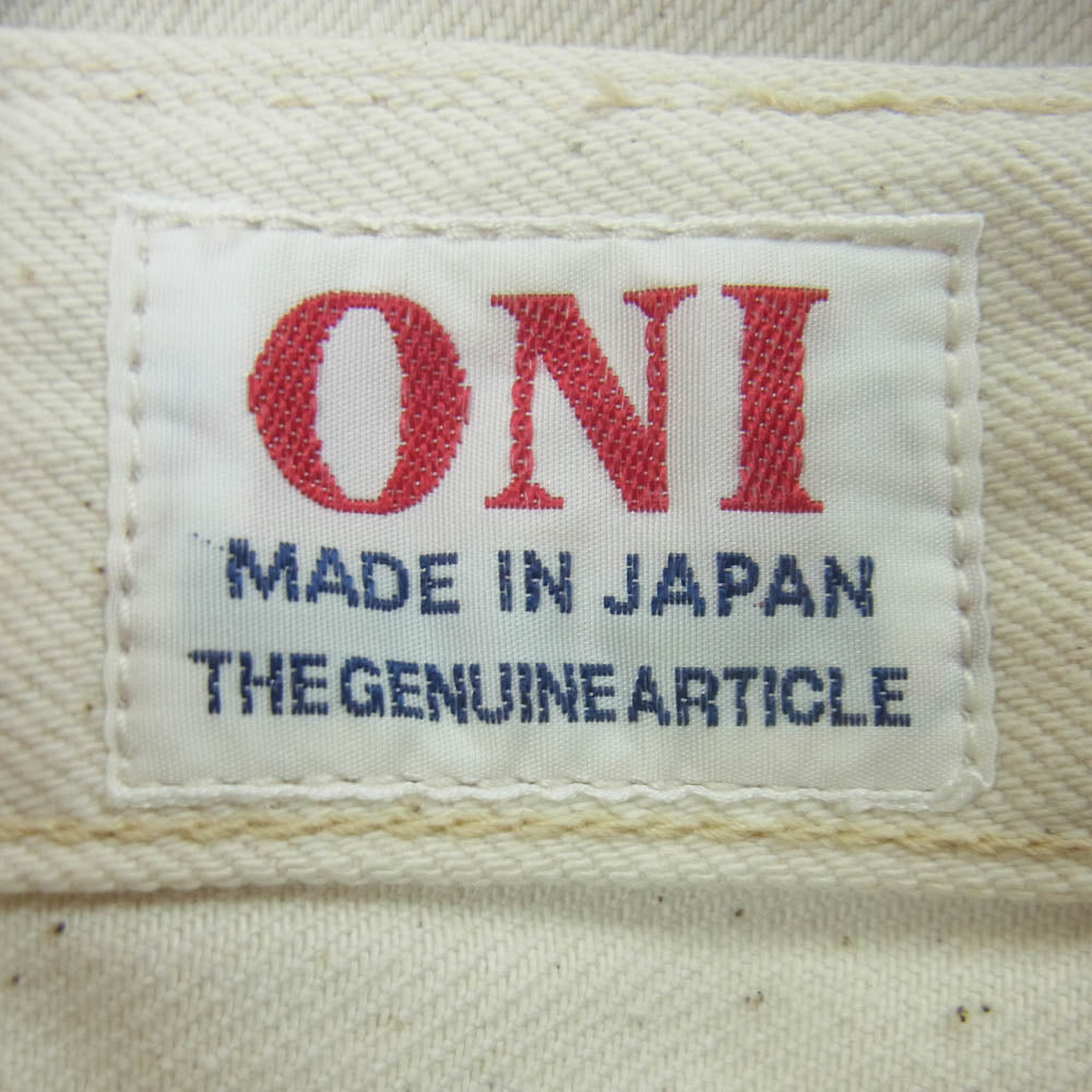 ONI DENIM 鬼デニム ONI271-ECRU 12.4oz オーガニック コットン ワイドストレート ジーンズ ボタンフライ デニム パンツ ベージュ系 34【極上美品】【中古】