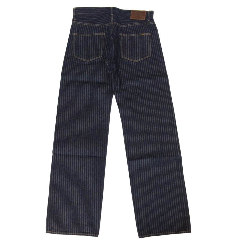 ONI DENIM 鬼デニム ONI266-HJS 12oz 針抜きジャガード ストライプ リラックス ストレート ジーンズ ボタンフライ デニム パンツ インディゴブルー系 32【美品】【中古】
