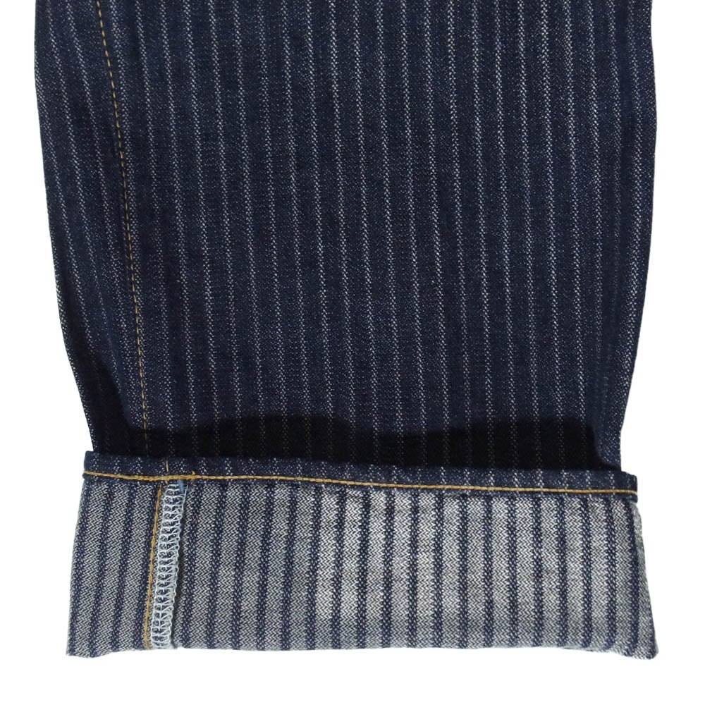 ONI DENIM 鬼デニム ONI266-HJS 12oz 針抜きジャガード ストライプ リラックス ストレート ジーンズ ボタンフライ デニム パンツ インディゴブルー系 32【美品】【中古】
