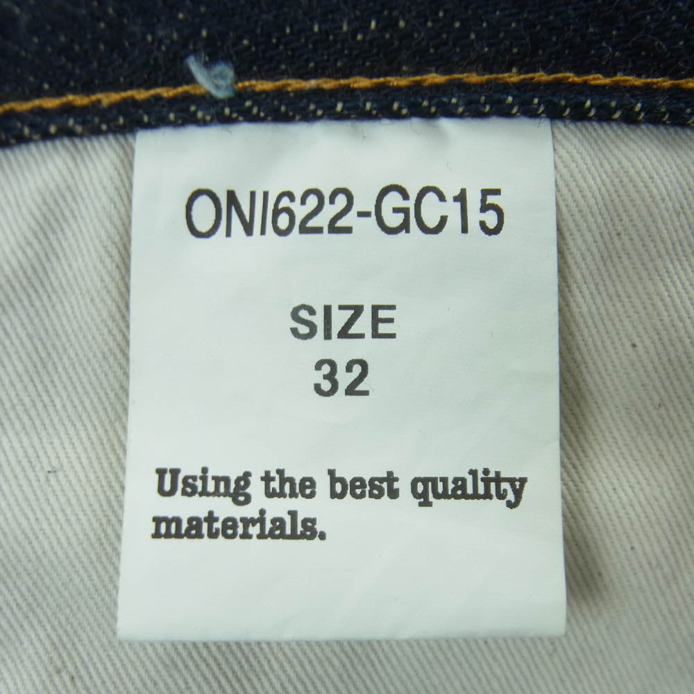 ONI DENIM 鬼デニム ONI622-GC15 15oz リラックス テーパード ジーンズ ボタンフライ デニム パンツ インディゴブルー系 32【極上美品】【中古】