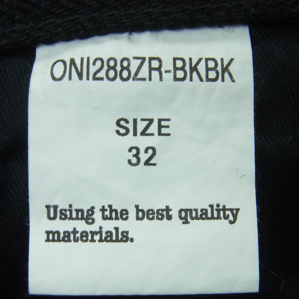 ONI DENIM 鬼デニム ONI288ZR-BKBK 20oz 鬼秘シークレット ブラックデニム レギュラーストレート ジーンズ ボタンフライ デニム パンツ ブラック系 32【極上美品】【中古】