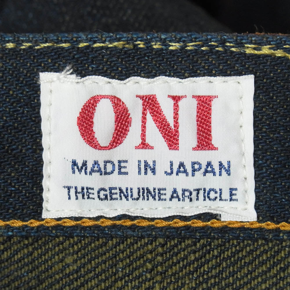 ONI DENIM 鬼デニム ONI200ZR-OLV 20oz 鬼シークレットデニム 緯糸オリーブ ワイド ストレート ジーンズ ボタンフライ デニム パンツ 32 インディゴブルー系 32【極上美品】【中古】