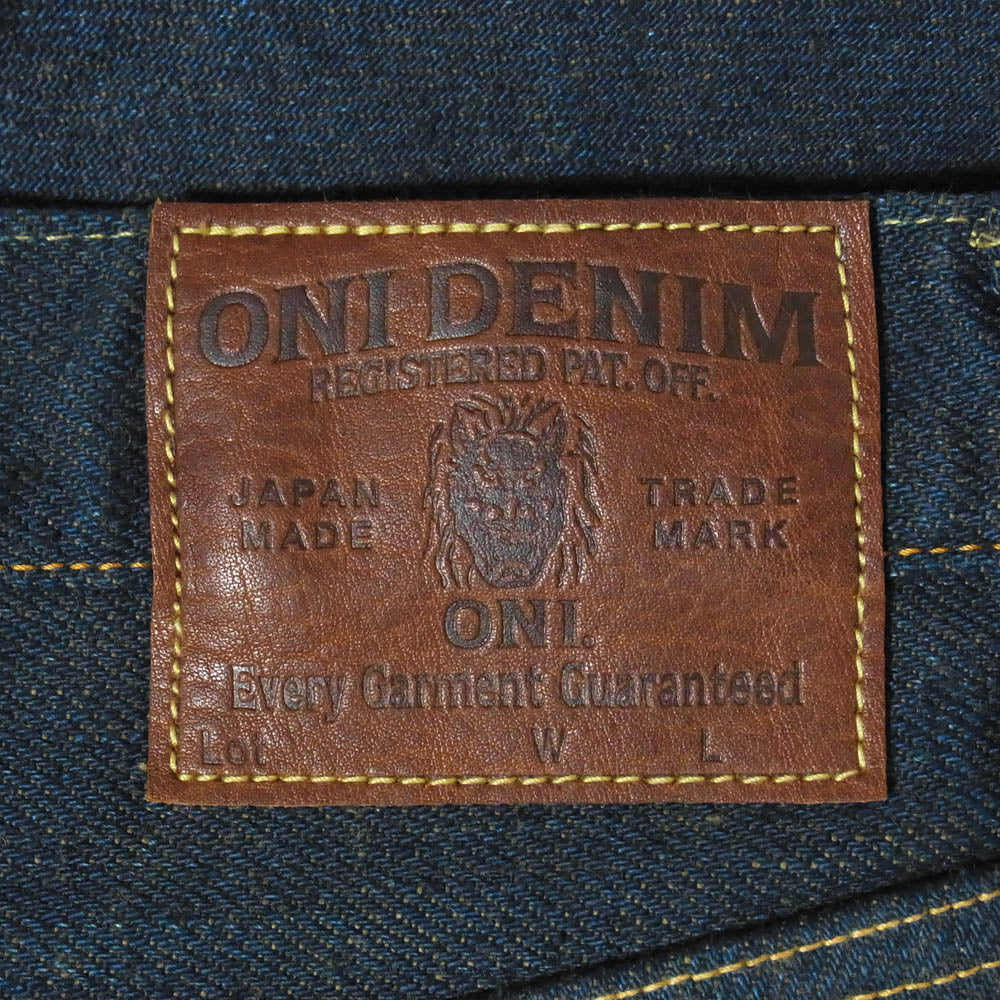 ONI DENIM 鬼デニム ONI200ZR-OLV 20oz 鬼シークレットデニム 緯糸オリーブ ワイド ストレート ジーンズ ボタンフライ デニム パンツ 31 インディゴブルー系 31【極上美品】【中古】