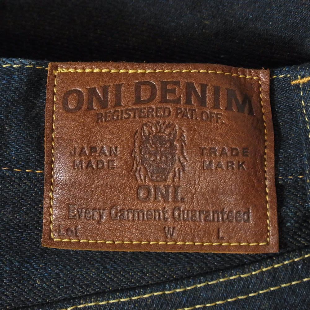 ONI DENIM 鬼デニム ONI288ZR-OLV 20oz シークレット デニム 緯糸 オリーブ レギュラーストレートジーンズ ボタンフライ デニムパンツ32 インディゴブルー系 32【美品】【中古】