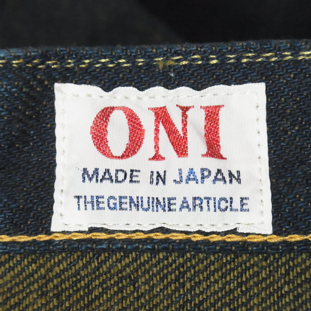 ONI DENIM 鬼デニム ONI288ZR-OLV 20oz シークレット デニム 緯糸 オリーブ レギュラーストレートジーンズ ボタンフライ デニムパンツ32 インディゴブルー系 32【美品】【中古】