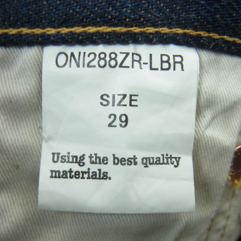 ONI DENIM 鬼デニム ONI288ZR-LBR 鬼秘 シークレット デニム 20oz レギュラー ストレート ジーンズ ボタンフライ デニム パンツ インディゴブルー系 29【極上美品】【中古】