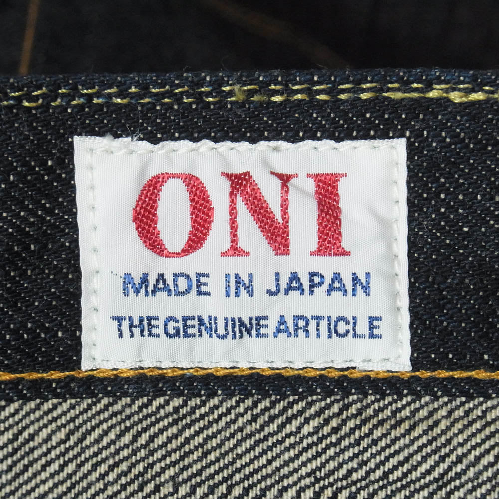 ONI DENIM 鬼デニム ONI200-GC15 15oz グリーン キャスト デニム ワイド ストレート ジーンズ ボタンフライ デニムパンツ 34 インディゴブルー系 34【極上美品】【中古】