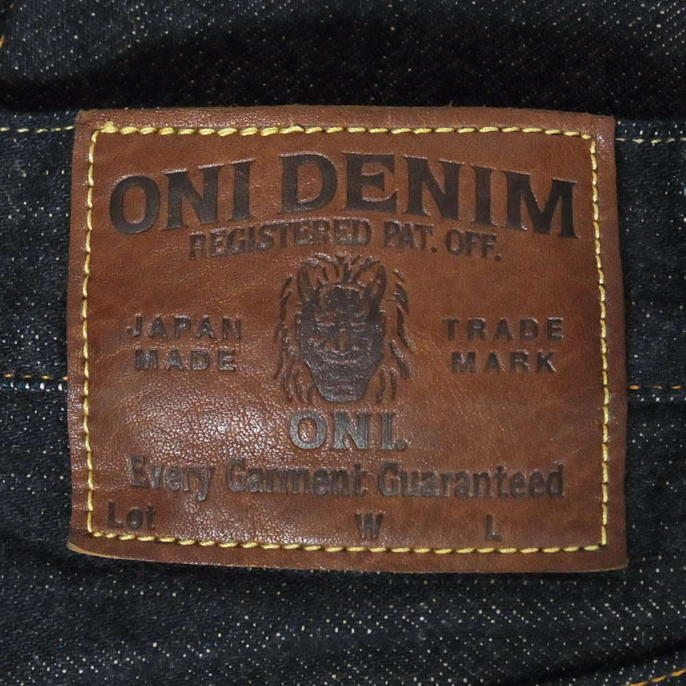 ONI DENIM 鬼デニム ONI200-GC15 15oz グリーン キャスト デニム ワイド ストレート ジーンズ ボタンフライ デニムパンツ インディゴブルー系 32【極上美品】【中古】